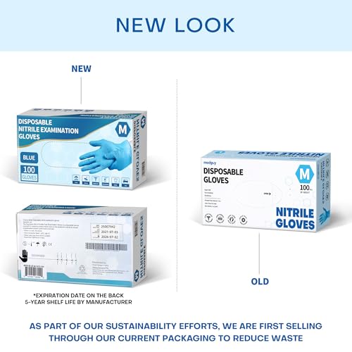 Medical Blue Nitrile Exam Gloves 4 Mil Latex & Powder Free - 100 Pack