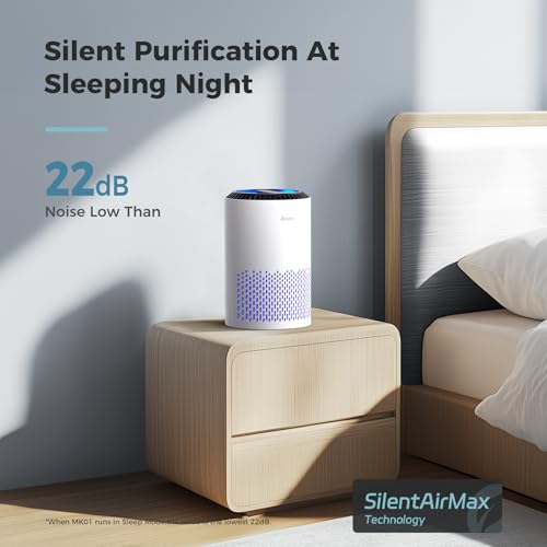 AROEVE Air Purifier for Bedroom MK01A White with Sleep Mode & Aromatherapy