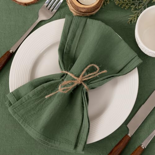 Reusable Cotton Cloth Napkins 17x17 - Set of 4 Green Table Linens