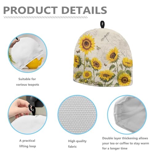 Insulated Tea Cozy for Teapot - Floral Butterfly Pattern Kettle Cover