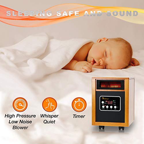 Portable Space Heater 1500W Cherry Infrared Quartz Dual Heating System