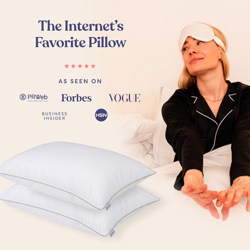 Down Alternative Bed Pillows - Standard/Queen Size, Soft (2 Pack)