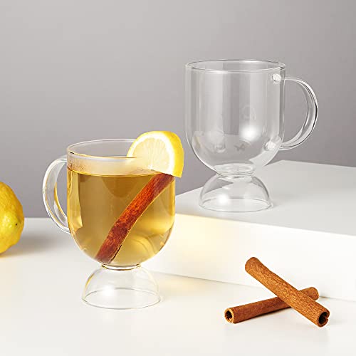 Viski Irish Coffee Glasses Set of 2 - Clear Hot Todddy Mug for Mulled Wine & Spirits