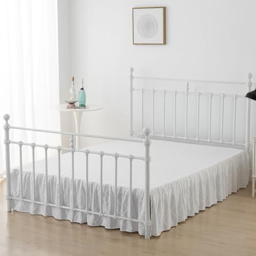 Queen Boho Tufted Ruffled Bed Skirt with 18-Inch Drop & Split Corners