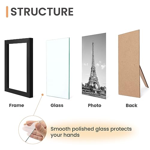 8.5x11 Glass Certificate Frame Set - 5 Pack Black Diploma & Document Display