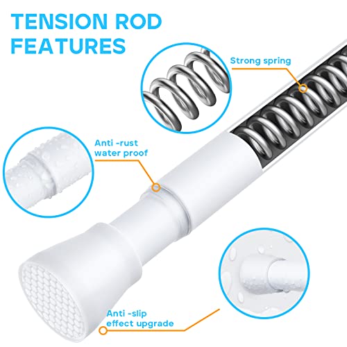 Adjustable Spring Tension Curtain Rod for Windows (28-48 In) - White