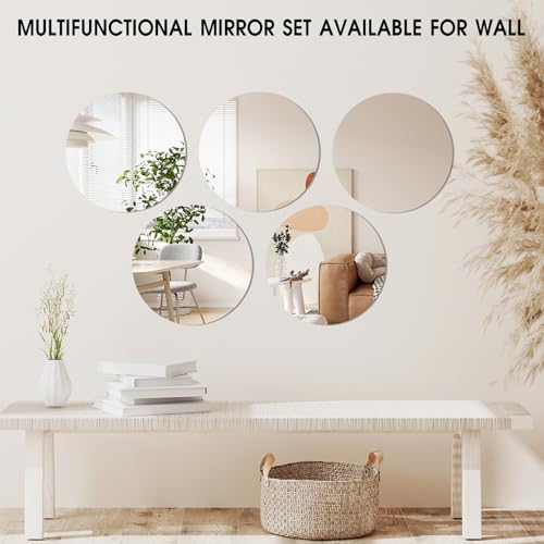 12-Inch Round Mirror Centerpiece Plate for Weddings & Parties - Glass with Cushioned Feet