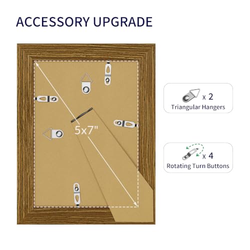 Chrspk 3-Pack Rustic Brown 5x7 Picture Frames with Glass, Wall Mount