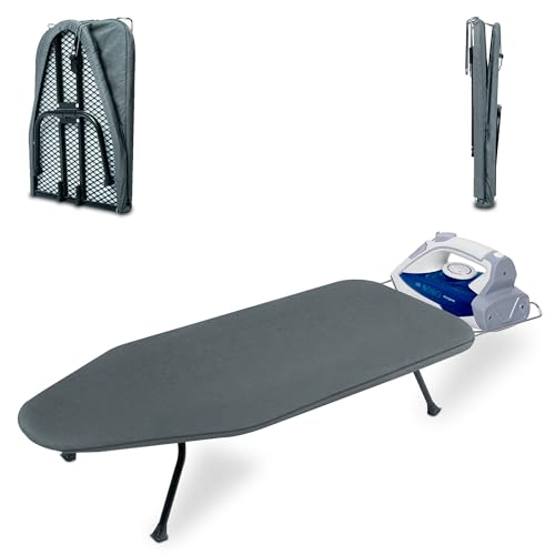 Foldable Tabletop Ironing Board with Metal Mesh and Heat-Resistant Cover