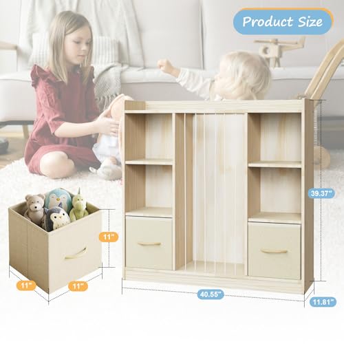4-in-1 Kids Toy Storage Organizer with Bookshelf and Stuffed Animal Zoo