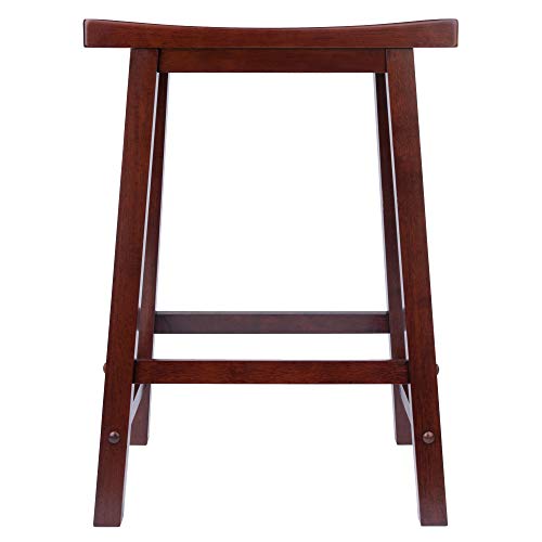 24-Inch Solid Wood Saddle Seat Counter Stool in Walnut