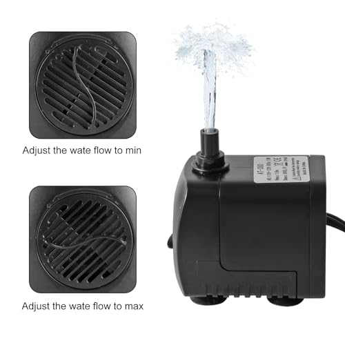 15W Submersible Fountain Pump with 4-Color LED Lights, 220 GPH