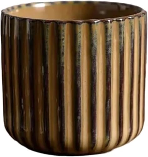 LILITURF Brown Kiln-Fired Ceramic Tea Mug 6oz - Handleless Green Tea & Espresso Cup