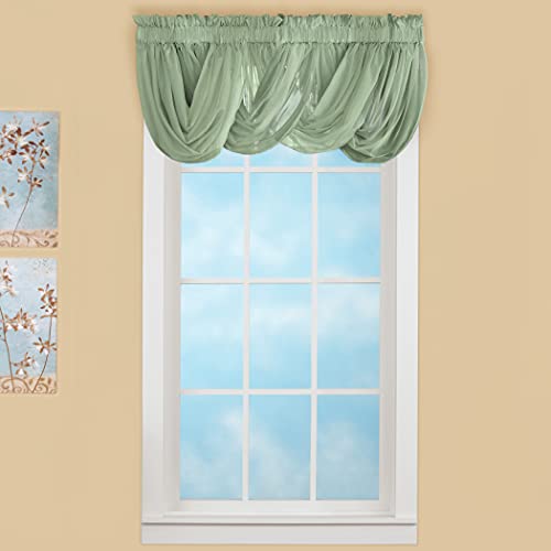 Scoop Sheer Valances - Two-Piece Rod Pocket Window Treatment, Sage