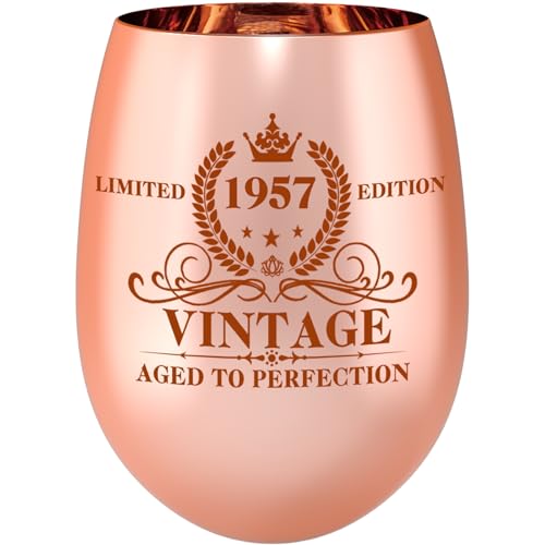 18oz 69th Birthday Wine Glass - Rose Gold Plated Gift for Women