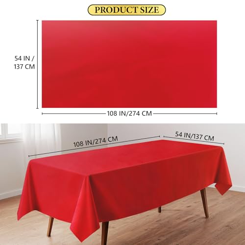 10 Pack Red Disposable Waterproof Tablecloths 54x108 Inches for Parties & Events