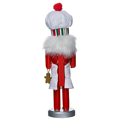 10-Inch Wooden Chef Nutcracker Christmas Figurine with Gingerbread Cookie