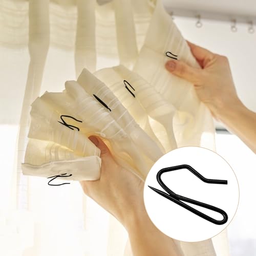 20-Pack Metal Curtain Rings with Hooks, 30mm Gold Drapery Pleat Set