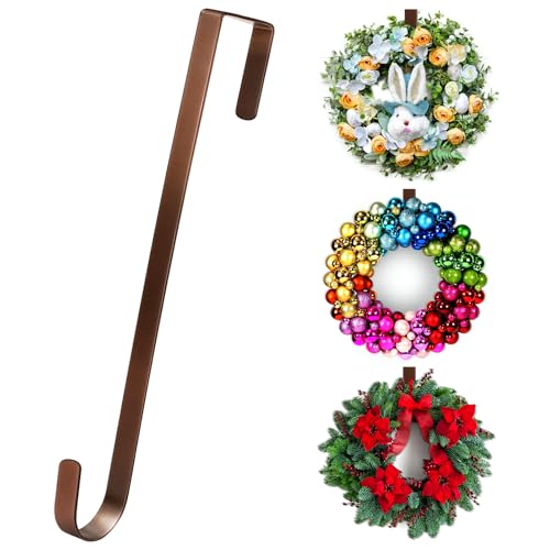 12-Inch Metal Over the Door Wreath Hanger Non-Scratch Front Door Hook