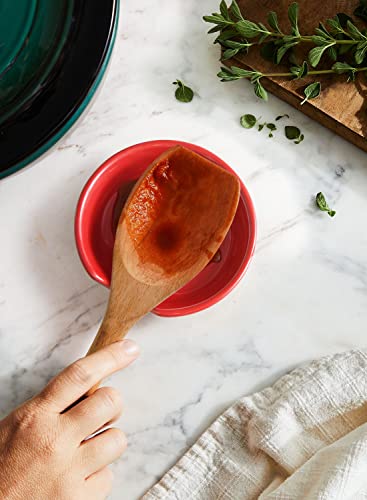 LE TAUCI Christmas Red Ceramic Spoon Rest - Set of 4, 4.8 Inch Holiday Kitchen Decor
