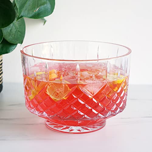 Large Crystal Punch Bowl - 2.5 Gallon Vintage Style Glass Serving Bowl