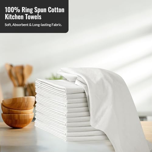 12-Pack Flour Sack Towels, 28x28 Inch 100% Cotton Kitchen Dish Towels