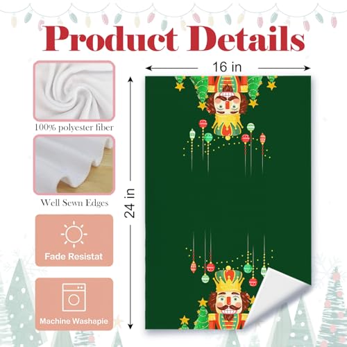 Green Nutcracker Christmas Kitchen Towels Set of 4, 16x24 Inches, Holiday Decor