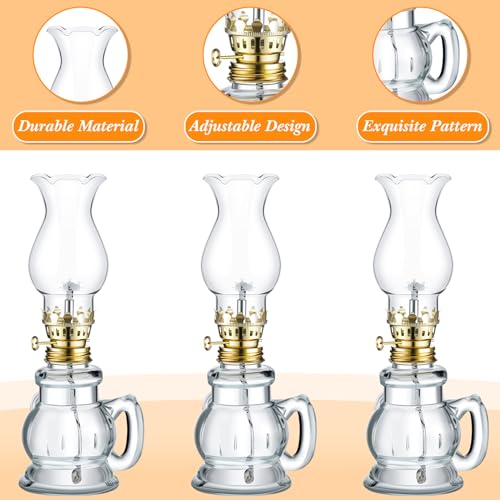 12 Pcs Vintage Glass Oil Lamps Set with Adjustable Wick - 8 Inch