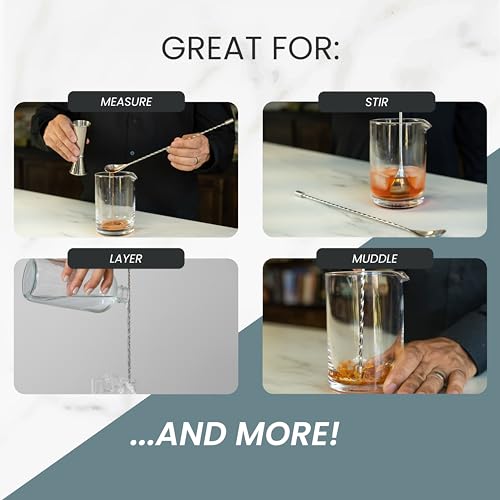 A Bar Above Antique Copper Spiral & Smooth Handle Bar Spoon Set – 2 Stainless Steel Cocktail Stirring Spoons