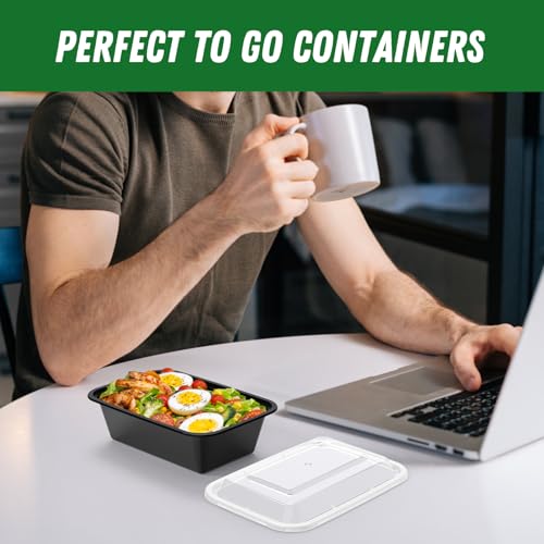 24 oz Meal Prep Containers with Lids (50 Pack) - Reusable Food Storage