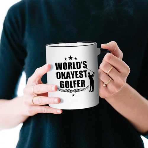 World’s Okayest Golfer Mug - 11 oz Funny Coffee Cup for Dad Husband