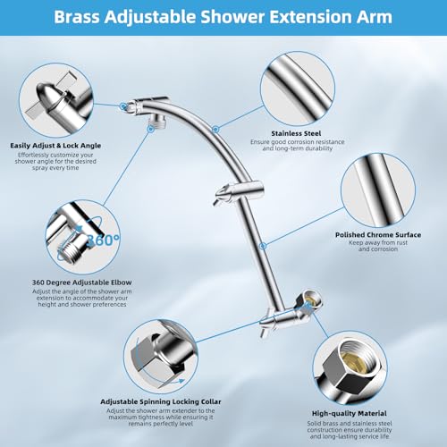 10-Inch Rainfall Shower Head with 16-Inch Adjustable Extension Arm, Chrome