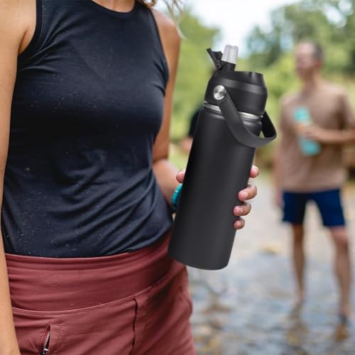 18oz Insulated Stainless Steel Water Bottle with Straw - Vacuum Travel Flask