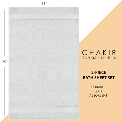 Large Turkish Cotton Bath Sheets - 35x70 Inch Oversized Towel Set, Gray