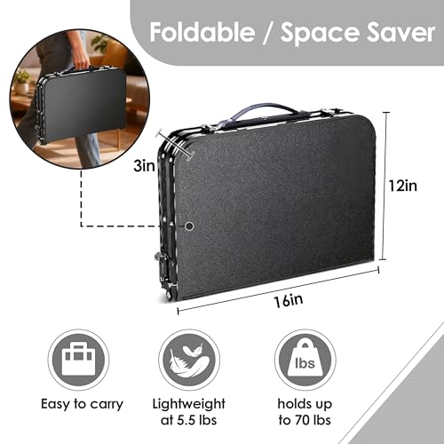 Adjustable Folding TV Tray Table, Portable Aluminum Snack Side Table