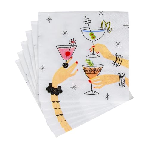 Caspari Aperitivo Cocktail Napkins - 20 Pack, Triple-Ply, Artistic Design