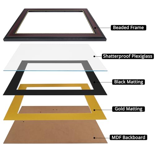 8.5x11 Diploma Frame with Double Mat - Mahogany & Gold Document Frame