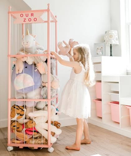 54-Inch Stuffed Animal Zoo Storage Organizer for Kids Playroom and Bedroom