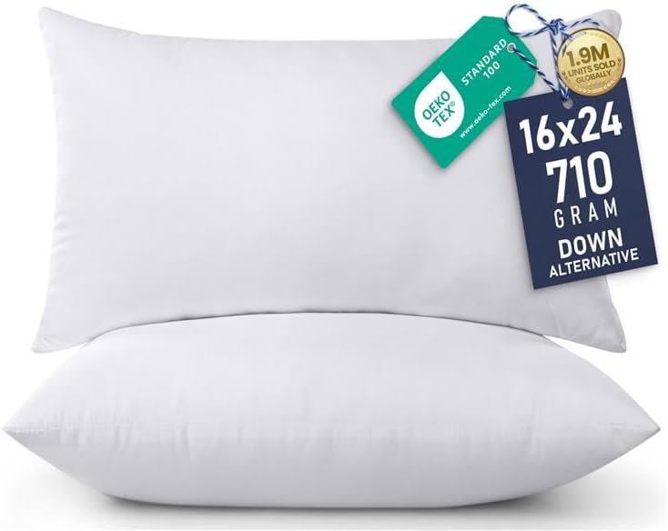 Utopia Bedding Pillow Inserts 16x24 - Set of 2 White Decorative Cushions for Sofa & Bed - Soft & Fluffy