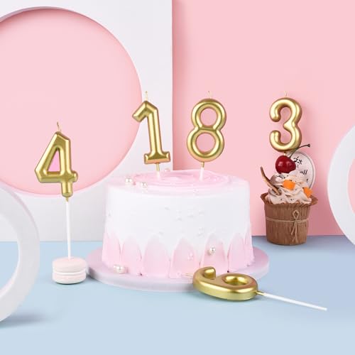 Gold 30 Birthday Number Candle - 2.76 Inch Large Cake Topper with Holder