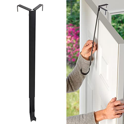 Adjustable Over the Door Wreath Hanger - Matte Black Heavy Duty Metal