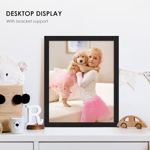 8x10 Black Woodgrain Picture Frame Set of 6 - Wall & Tabletop Display