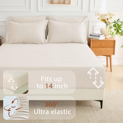 7-Piece Queen Comforter Set - Soft All-Season Bed in a Bag, Beige