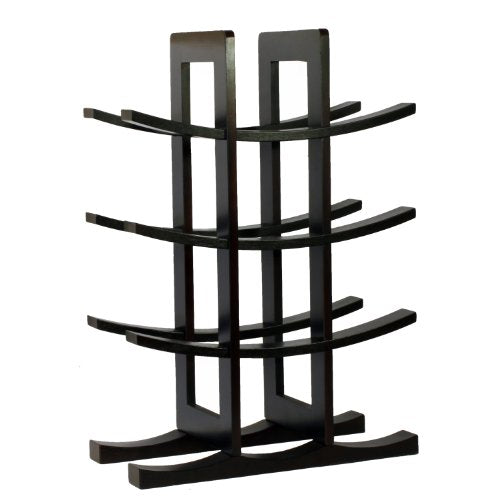 12-Bottle Bamboo Wine Rack, Dark Espresso Countertop Wine Storage