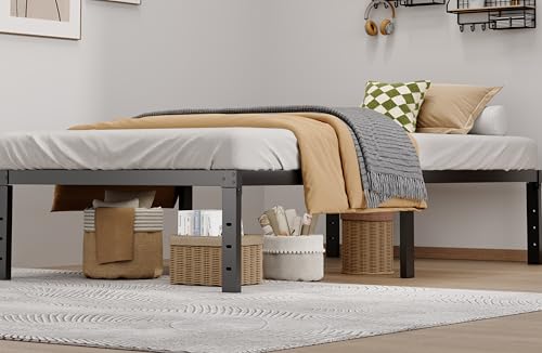 LUMUNANCE Heavy-Duty Twin Metal Platform Bed Frame with Storage Space