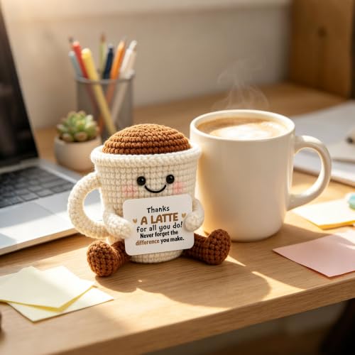 Latte Crochet Coffee Cup Plush Gift for Anniversary & Birthday - ALLEN ADMONDS Latte Variation