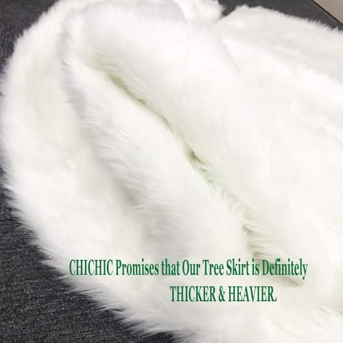 48-Inch Faux Fur Christmas Tree Skirt - Plush Snow White Holiday Decor