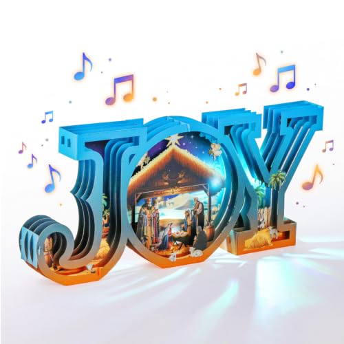 Pop Up Christmas Nativity Scene Greeting Card Set with Lights & Music 14x6