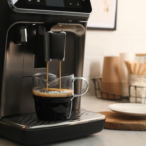 NETANY 6oz Espresso Cups Set of 2, Double Spouts, Stackable Glass Mugs for Coffee Bar