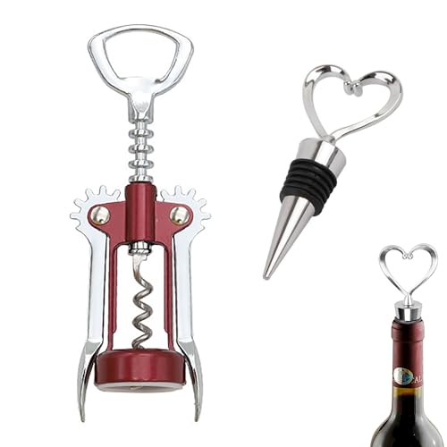 MiaoYfei Wing Corkscrew Wine Opener with Bottle Stopper - Premium Zinc Alloy, Easy-Open, Multi-Function Bar Tool